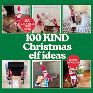 100 pomysłów na proste, miłe i bezproblemowe aktywności z elfami | Pomysły na świąteczne elfy do pobrania w wersji cyfrowej z rekwizytami | Zestaw do druku z elfami