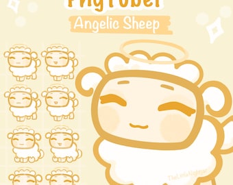 Pngtuber Mouton Angélique | Avatar kawaii pour le streaming | Twitch | YouTube | 8 fichiers PNG (téléchargement numérique)