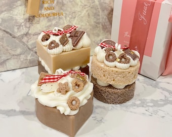 Handmade Cake Candles – Multiple Shapes & Scents | Soy Beeswax Blend | Gift Box Included