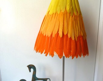 Unique Tiki Style, Embellished Feather Light, Lamp Shade, Ethereal, Boho, Beach Hut, Hollywood, Ethnic