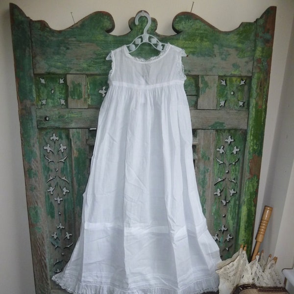 Lovely Little Antique, Vintage, Edwardian Baby's Christening Gown, Baptism Gown, All Cotton, Handmade, White Baby's Christian Garment