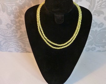 Lovely Vintage Yellow Swirl Murano Glass Double Strand Necklace, Small Pebble Shaped Glass Beads, Brass Filigree Box Clasp