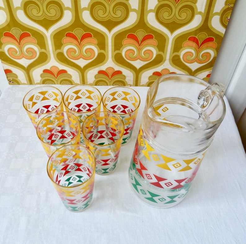 Lot De 4 Verres Vintage Type Béchers - Reims France - Verre Transparent (Très Bon état)