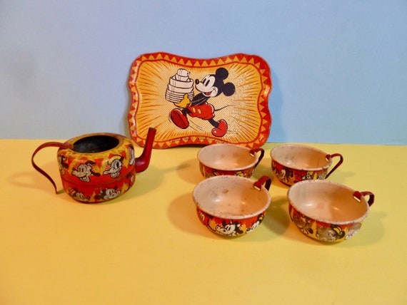 Vintage 1930s Happynak Disney Tin Plate Childrens Play, Toy Tea Set #3