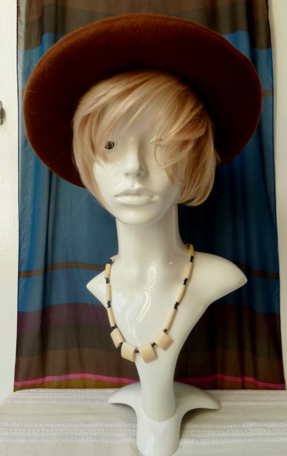 1980s Classic Ladies Chestnut Breton/Fedora Hat, 1