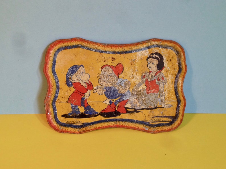 Vintage 1930s Happynak Disney Tin Plate Childrens Play, Juego de té de juguete #2 imagen 4