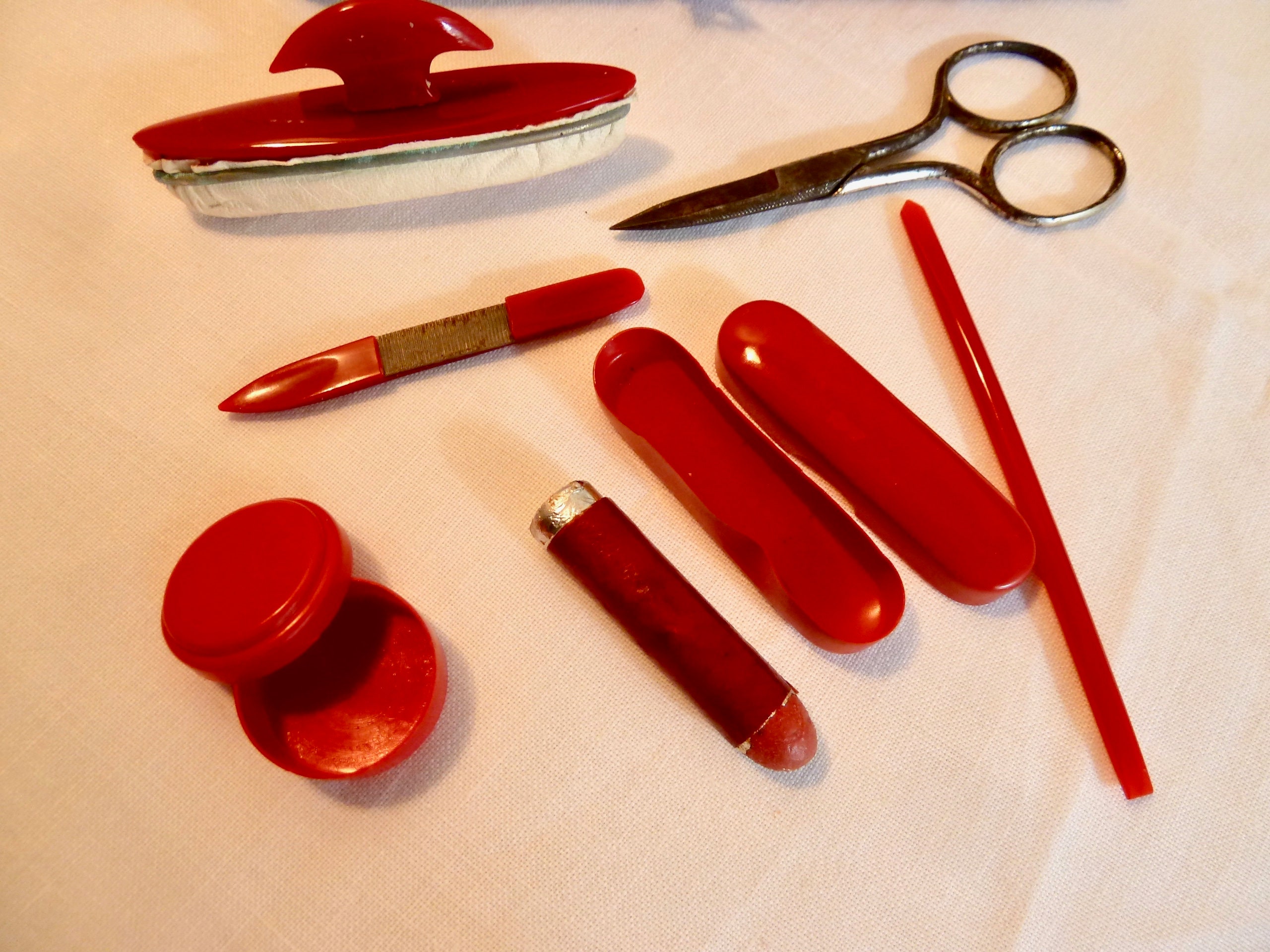 Vintage Manicure Set Early Plastic Manicure Utensils Tools Etsy UK