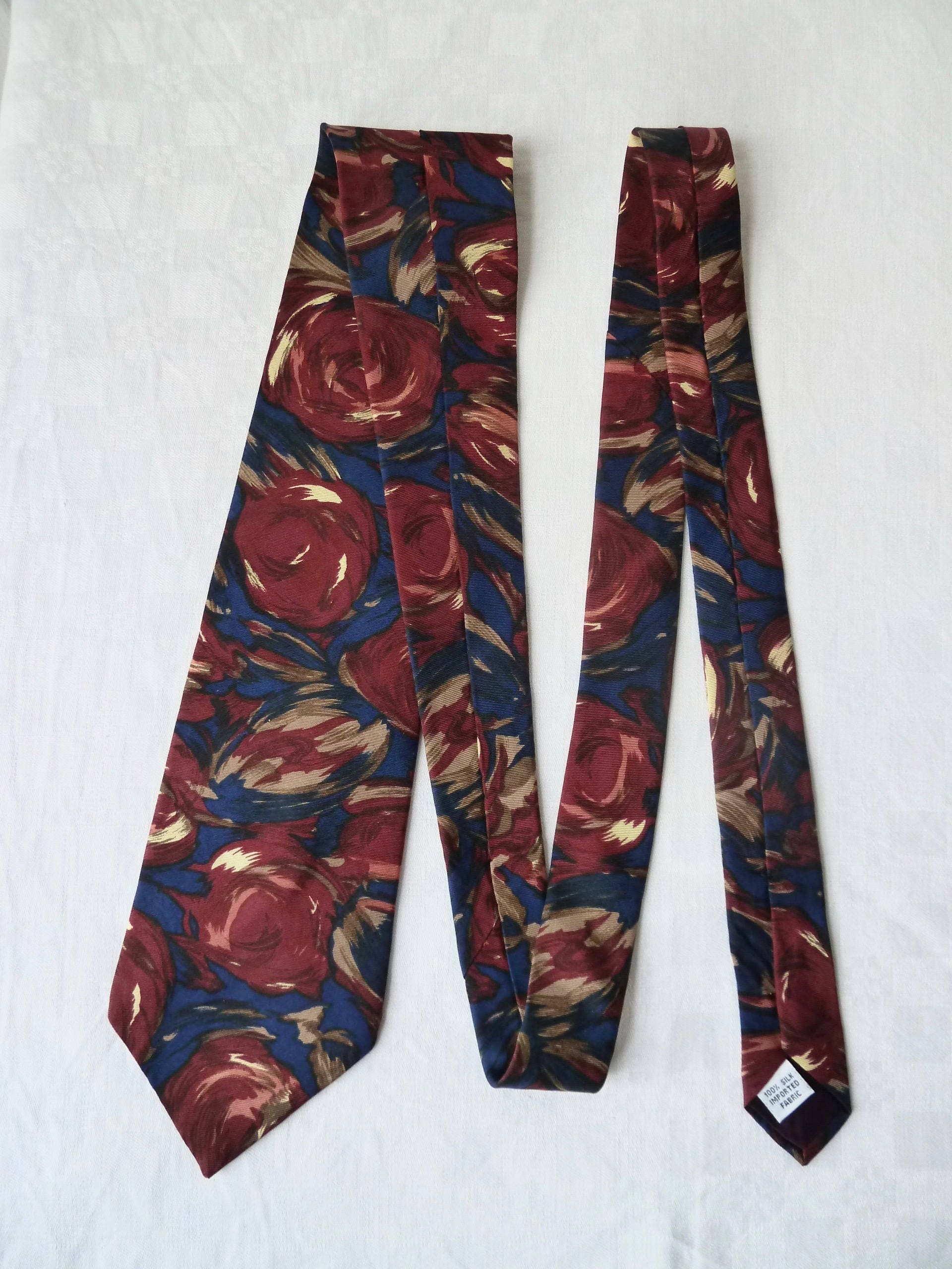 Foulard Soie Vintage TIE RACK 85x90 Cm Rose - Occasion