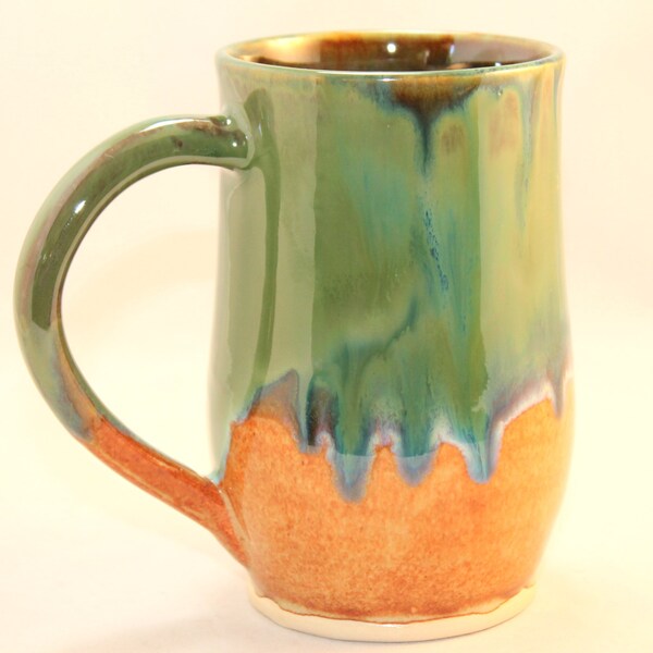 RESERVED FOR NANCY Mug Ceramic Mug Green and Sienna Tea Coffee Mug Ceramic Mug