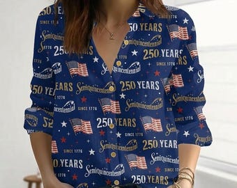 Camiseta del 250 aniversario de EE. UU., blusa del semiquincentenario, top retro con la bandera estadounidense de 1776 para mujer, camisa de lino para el 4 de julio, regalo patriótico
