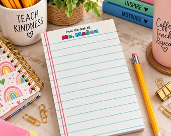 Custom Name Notepad for Teachers, Custom Stationary, Cute Office Supplies, Back to school