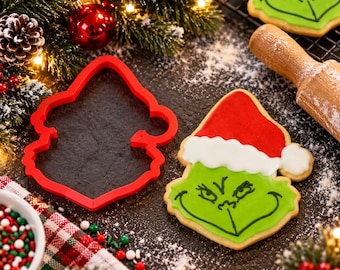 Grinch Cookie Cutter – Christmas Baking Cutter, 3 or 4 Inch