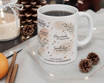 Mental Health mug Daily Affirmations Glass cup Daily affirmations mug gift for her best friend tumbler Mental health gift