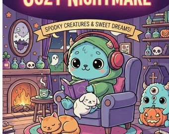 Halloween Coloring Book, Printable PDF for Kids and Adults, Cozy Nightmare – Spooky Creatures & Sweet Dreams!