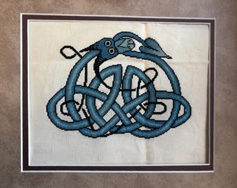 Blue Celtic Dragon, Celtic Knot Cross Stitch Pattern Digital Download