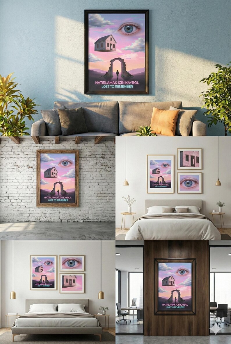 Surreal Collage Art Print, Dreamcore Aesthetic Poster, Glitch Art Eye ...