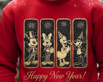 Vintage Cartoon New Year PNG, Holiday Sublimation (Digital Download)