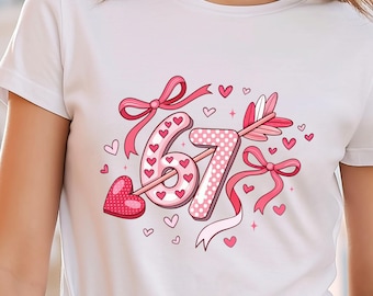 Valentine Number 67 PNG, Heart Cupid Design (Digital Download)