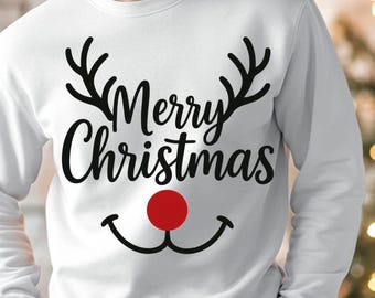 Merry Christmas Reindeer PNG Set, Minimalist Holiday Design (Digital Download)