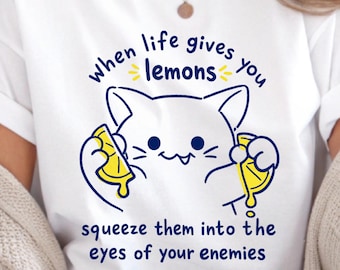 Funny Cat PNG, Sarcastic Lemon Quote, Dark Humor Graphic (Digital Download)