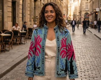Hand-Embroidered Velvet Jacket | Velvet Suzani Coat | Winter Statement