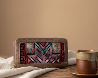 Hand-Embroidered Zip Wallet | Boho Tribal Wallet | Artisan Clutch