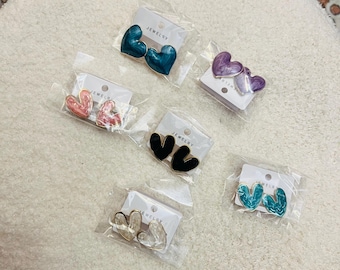 Enamel Heart Shaped studs | Statement earrings | jewellery