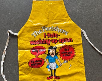 Vintage 1980s The Smile Label Novelty Slogan PVC and Cotton Apron