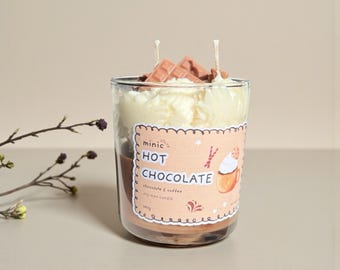 Hot Chocolate Candle – Coffee Scented Wax in Glass Mug for Winter Decor