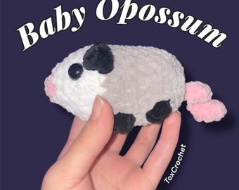 Baby Opossum Crochet Plushie, Squishy Kawaii Stuffed Animal, Opossum Lover Gift