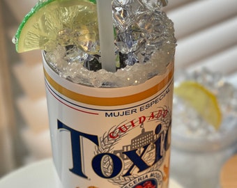 Toxica Modelo 20oz tumbler with handmade topper