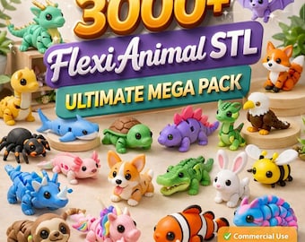 3000+ Flexi Animal STL Files Bundle, Articulated 3D Print Models, Dragon Animal Pack, Printable Toys STL, Instant Download