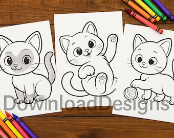 Kitten Coloring Pages INSTANT DOWNLOAD