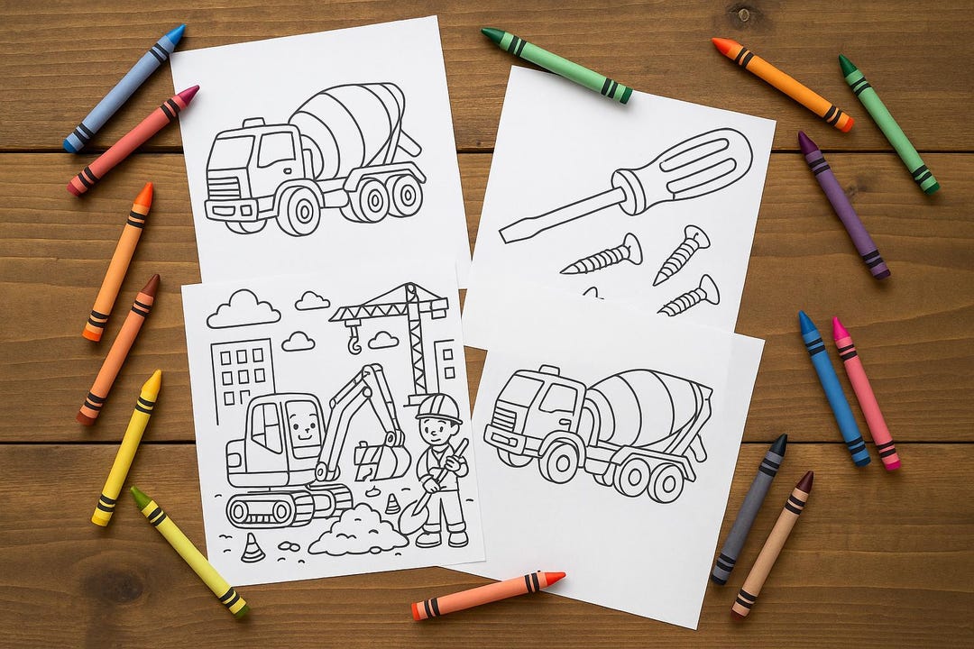 Construction Coloring Pages INSTANT DOWNLOAD - Etsy