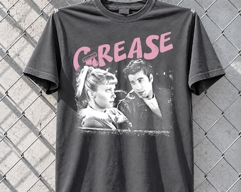Grease Movie Shirt, Vintage 70s Movie T-Shirt, John Travolta Olivia Newton John Graphic Tee, Retro Film Merch, Gift for Fans