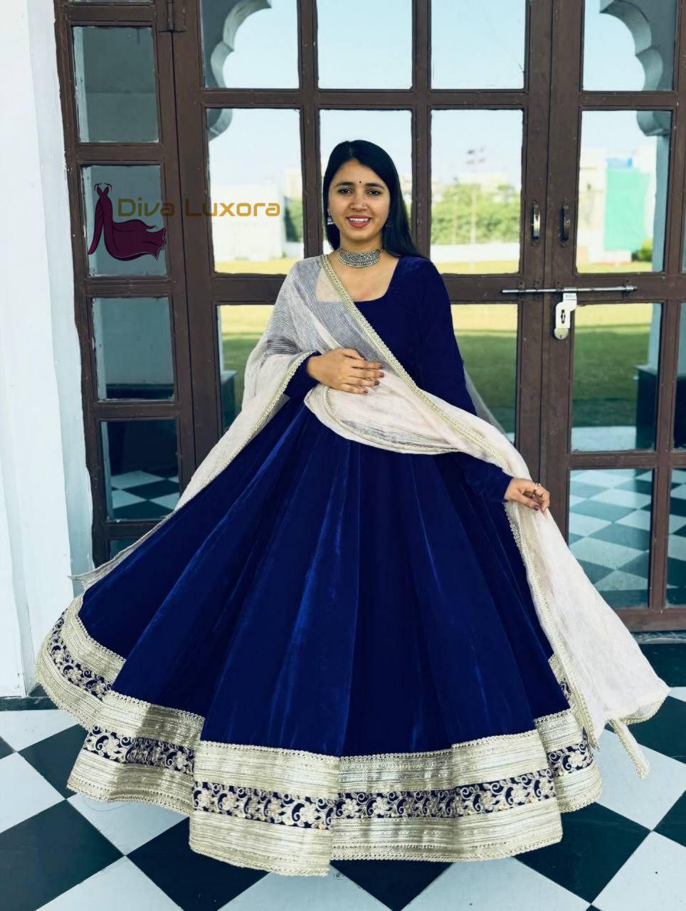 Blue Velvet Anarkali - Etsy