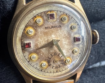 40s-50s Vintage 10k Rolled Gold Milbros Dress Watch