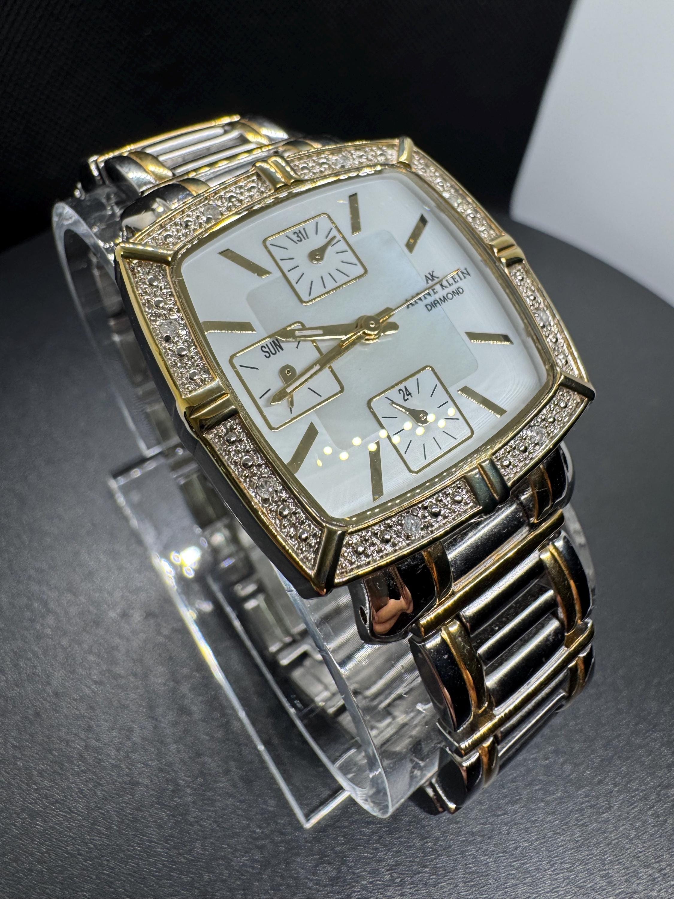 Anne Klein Diamond Gold Silver Tone Watch 6.5\