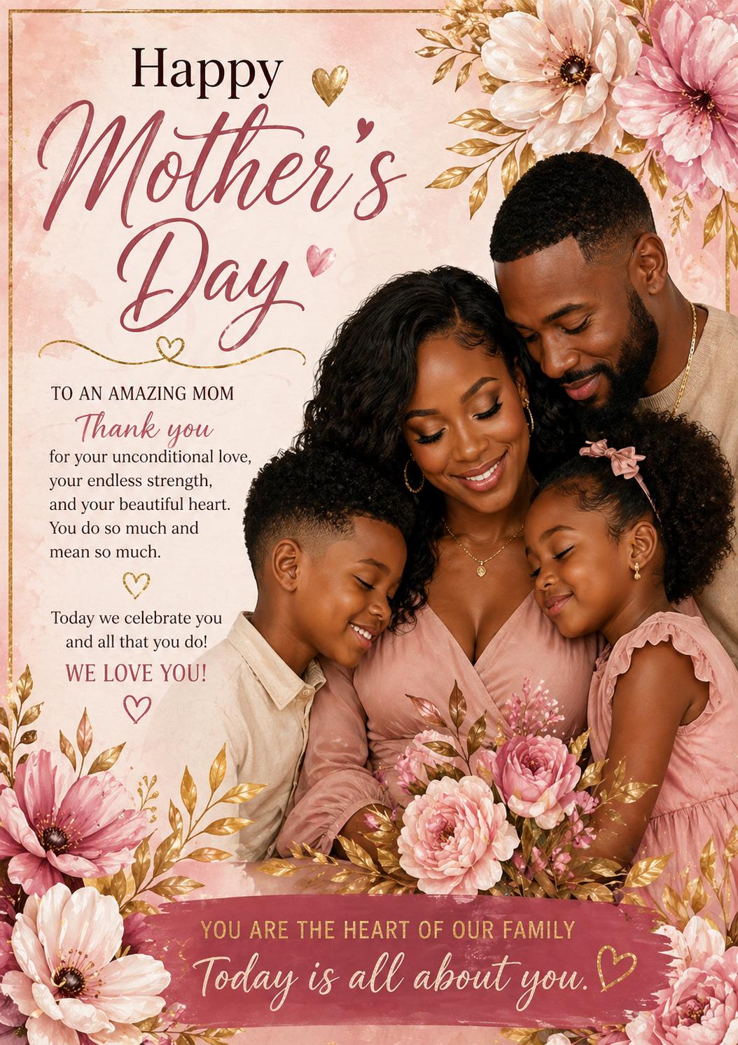 Mother's Day Card for Black Moms | African American Family Portrait ...