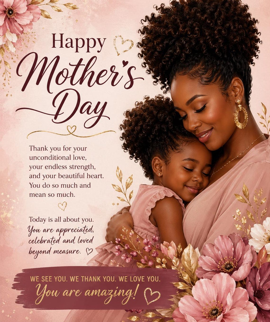 Mother's Day Card for Black Moms | African American Family Portrait ...