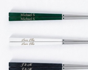 Personalized Wedding Favors Chopsticks Set | Custom Engraved Stainless Steel Guest Gifts