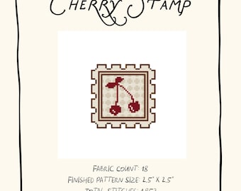Cherry Stamp - Digital Needlepoint Pattern