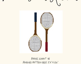 Raquetas de tenis vintage - Lienzo digital para bordar