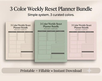 Wekelijkse resetplannerbundel | Minimale productiviteit pdf (afdrukbaar en invulbaar)