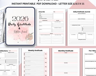 Daily Gratitude & Reflection Journal | Mindfulness Workbook (PDF)