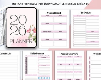 2026 Minimalist Planner | Daily, Weekly, Monthly Productivity (Digital Download)