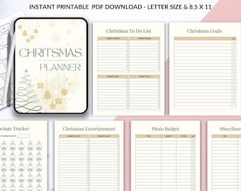 Christmas Planner Printable | Holiday Organizer, Budget, Gifts, Meals (Digital Download)