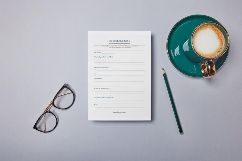 Wekelijkse resetplanner | Minimalistische afdrukbare invulbare pdf-bundel afbeelding 2