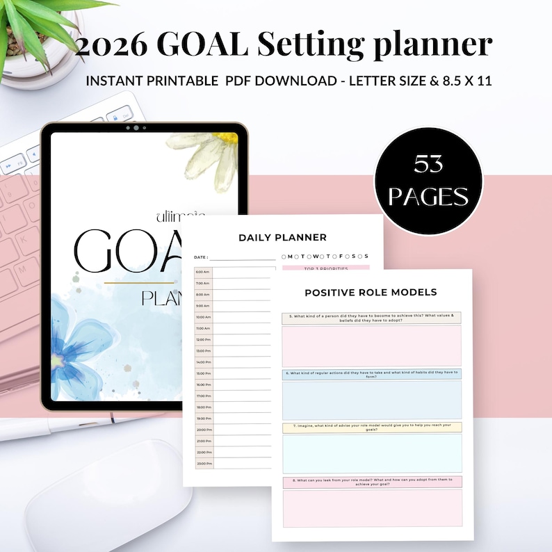 2026 Goal Planner Printable PDF | Vision Board, Tracker (digital ...