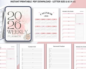 2026 Weekly Planner | Minimalist Productivity Schedule (PDF Download)